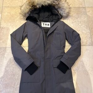 Gray Aritzia TNA Bancroft Parka with Faux Fur